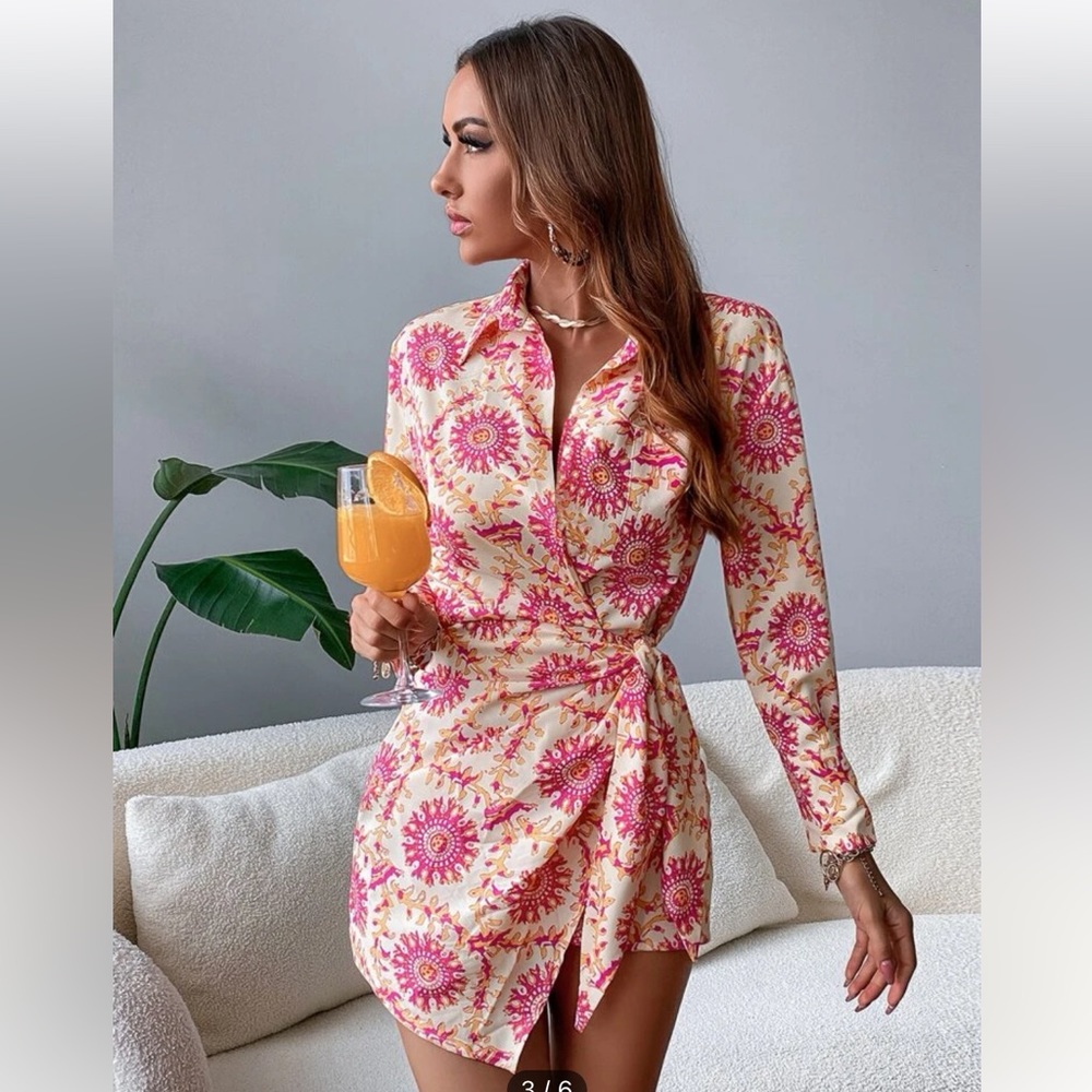Fun Printed Wrap Dress